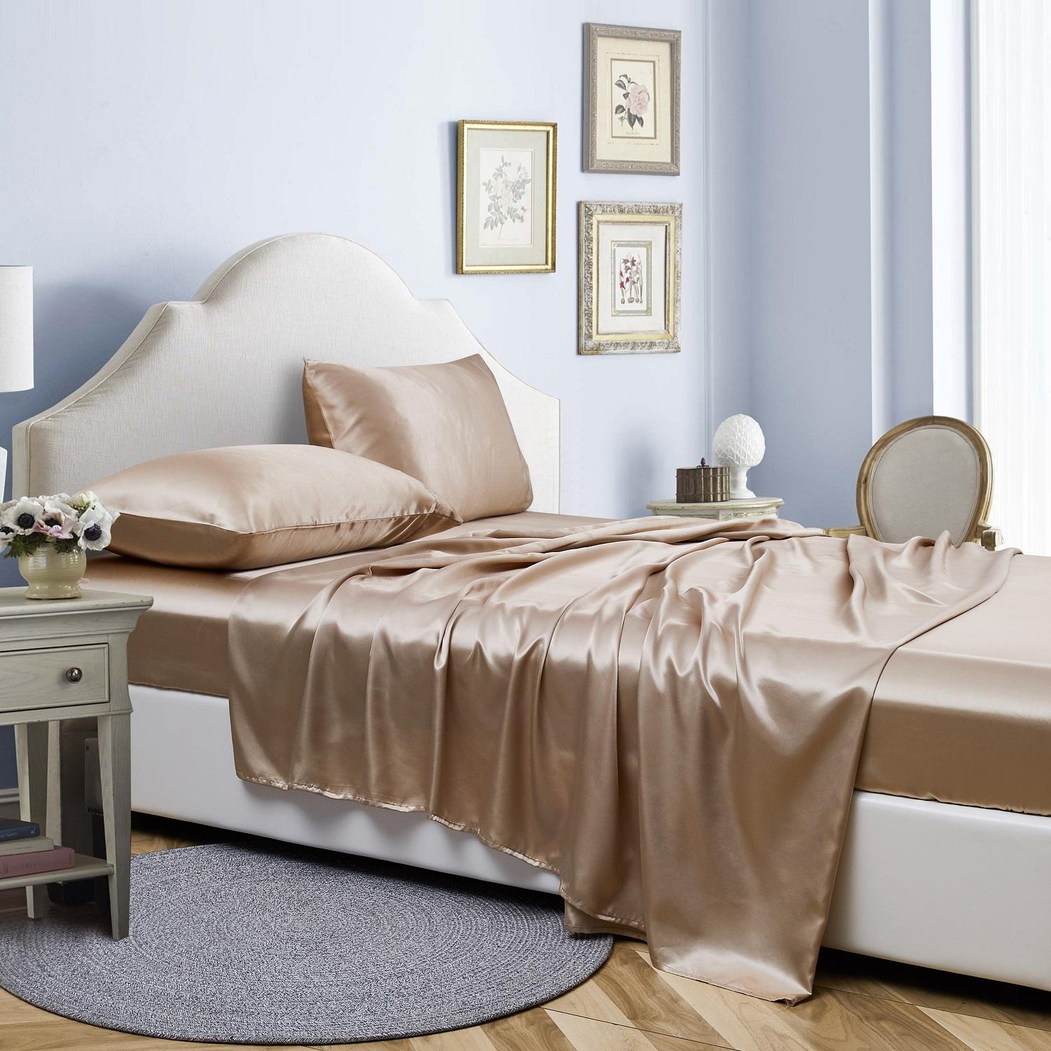 

12 цветов, набор из четырех предметов, однотонные роскошные простыни, шляпа, наволочка, домашнее постельное белье King хаки