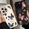 INS Retro Butterfly Phone Case For iPhone 16 11 12 13 14 15 Pro Max Plus XS Max X XR SE2 Shockproof Silicone Bumper Back Cover