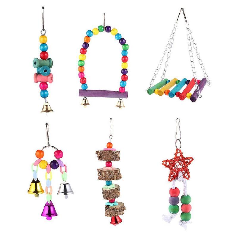 Hängespielzeug für Vögel, leuchtende Farben, Baumwollseil, Krallenpflege, kleine und mittelgroße Vögel, 7 Stück/Set