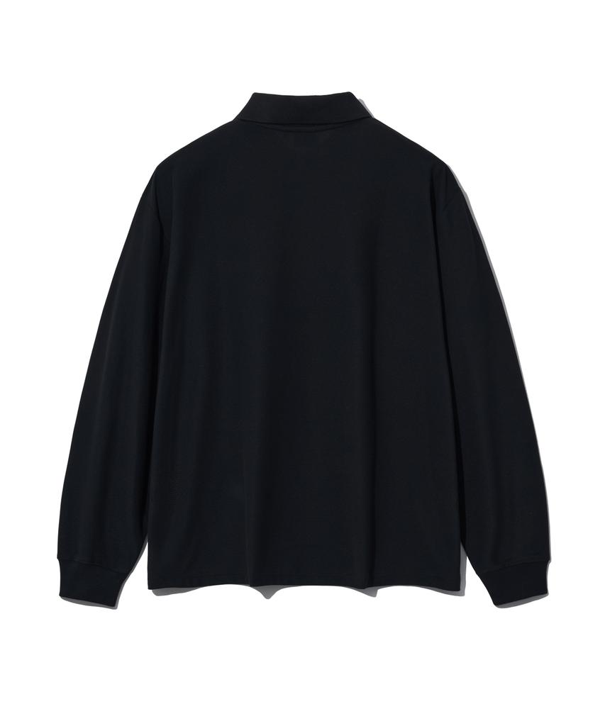 YALE Oversized Heritage Dan Quick Dry Pique Polo Shirt Black