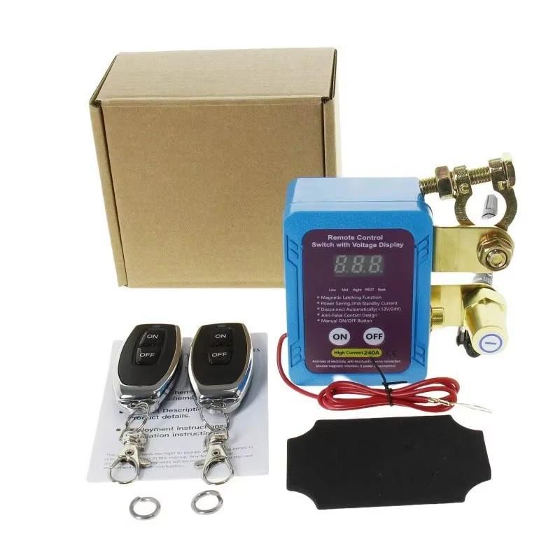 Auto Battery Master Switch with Remote, 240A Kill Switch 12V Remote Battery Disconnect Switch with Led Voltage Display Automatic