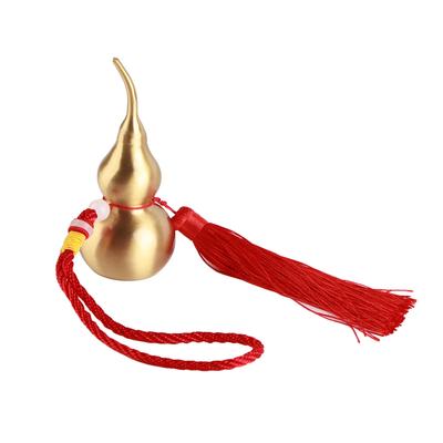 Feng Shui Wu Lou Czerwony Szczęśliwy Chwost 10cm Wysoki Sznurek Mosiądz Kształt Otworzonej Tykwy Ozdoba do Zawieszenia w Samochodzie dla