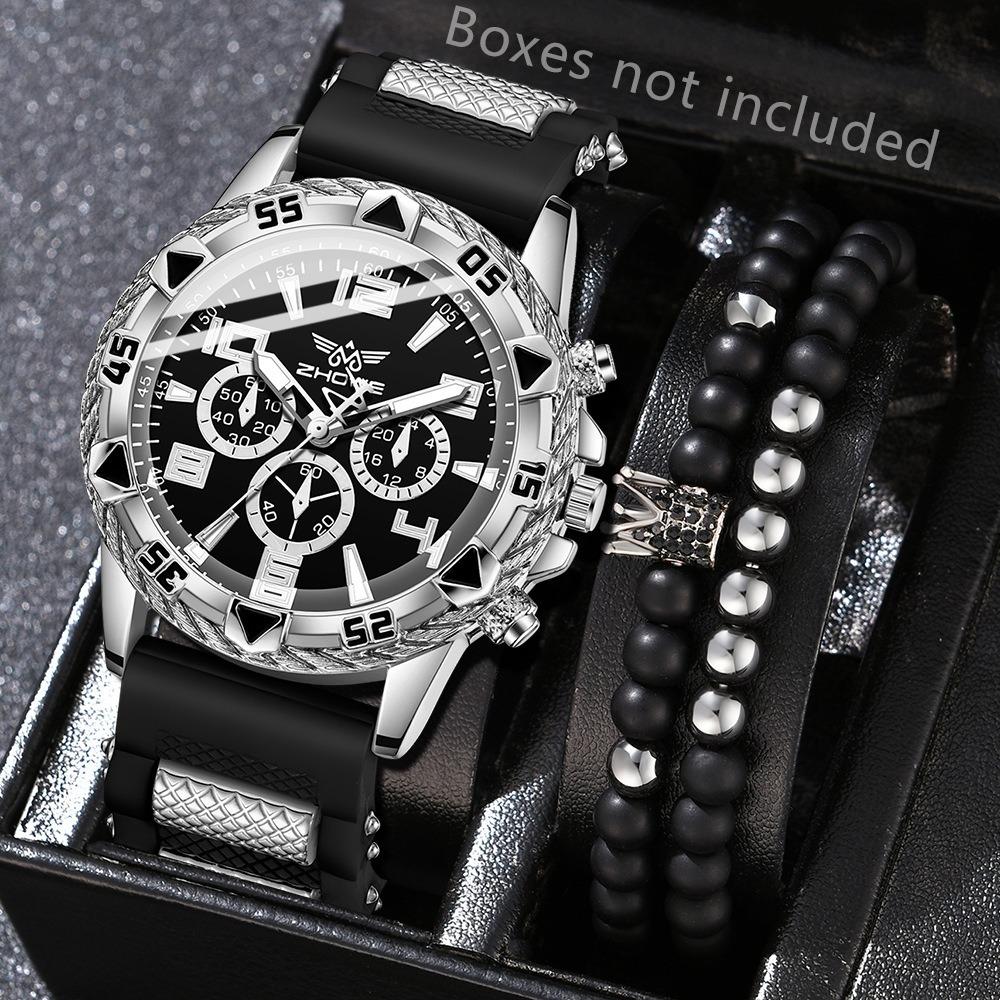 Men's Watch Blu-ray Glass Quartz Watch Classic Watch False Three-eye Digital Alloy Watch