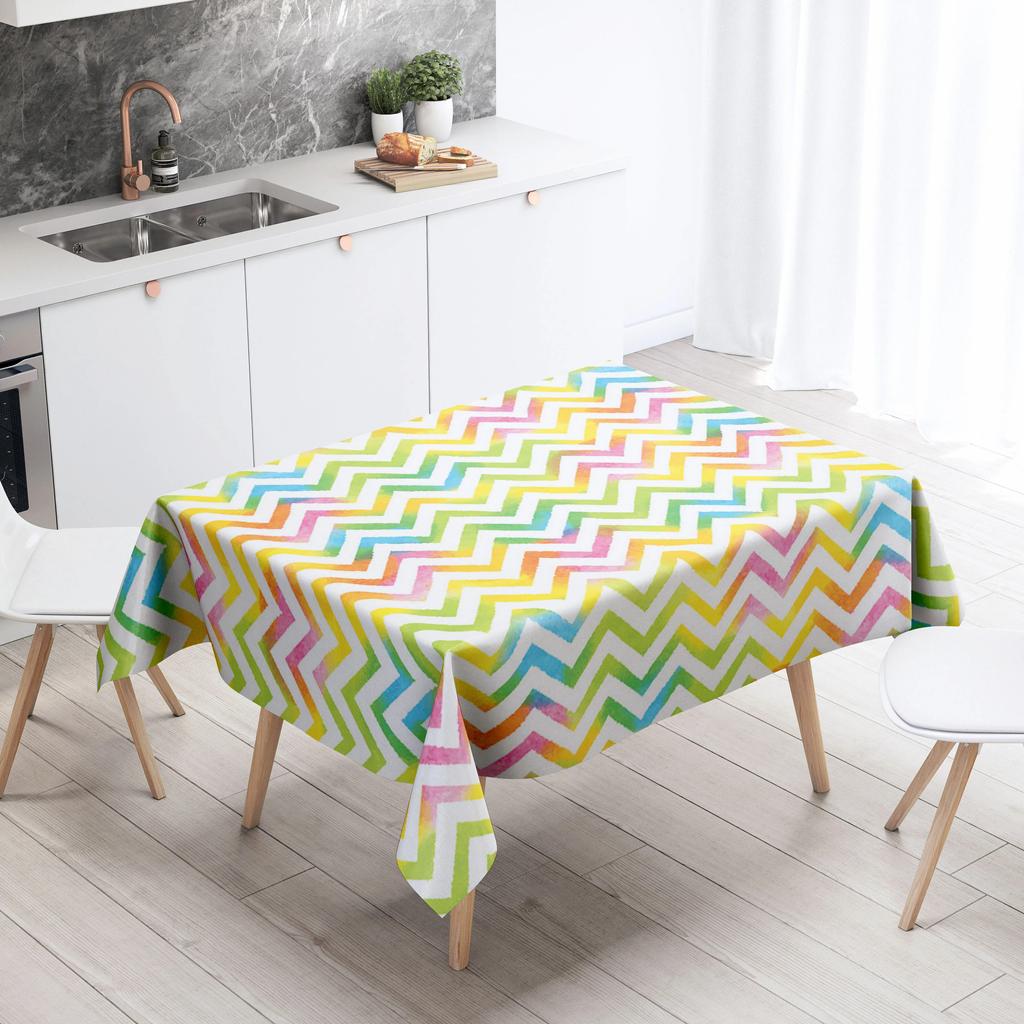 Color Striped Tablecloth Home Decor Stain Resistant Waterproof Table Decoration Rectangular Kitchen Fireplace Countertop