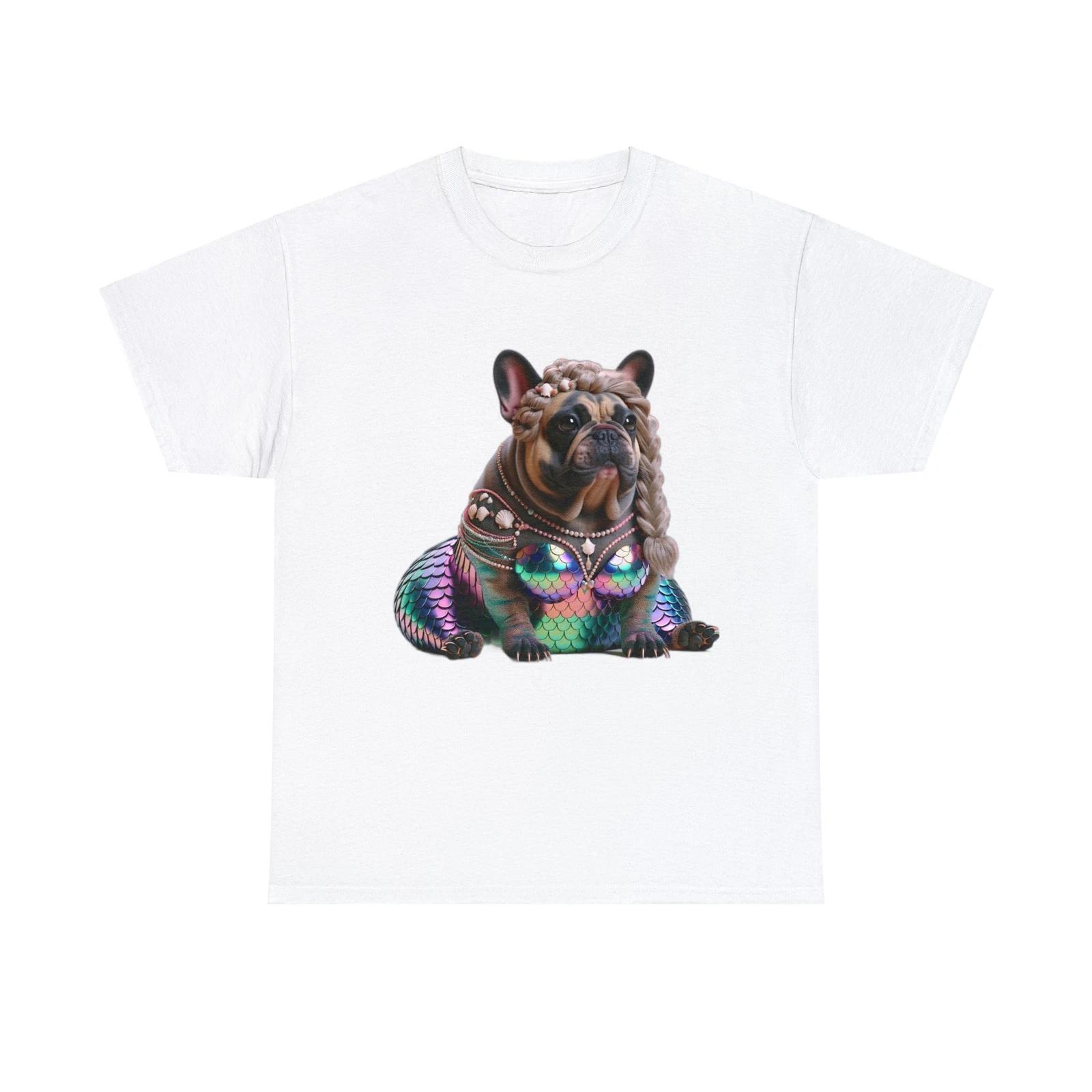 Unisex Adult T Shirt Frenchie French Bulldog Mermaid Funny Pet Tee Dog Lover 4XL