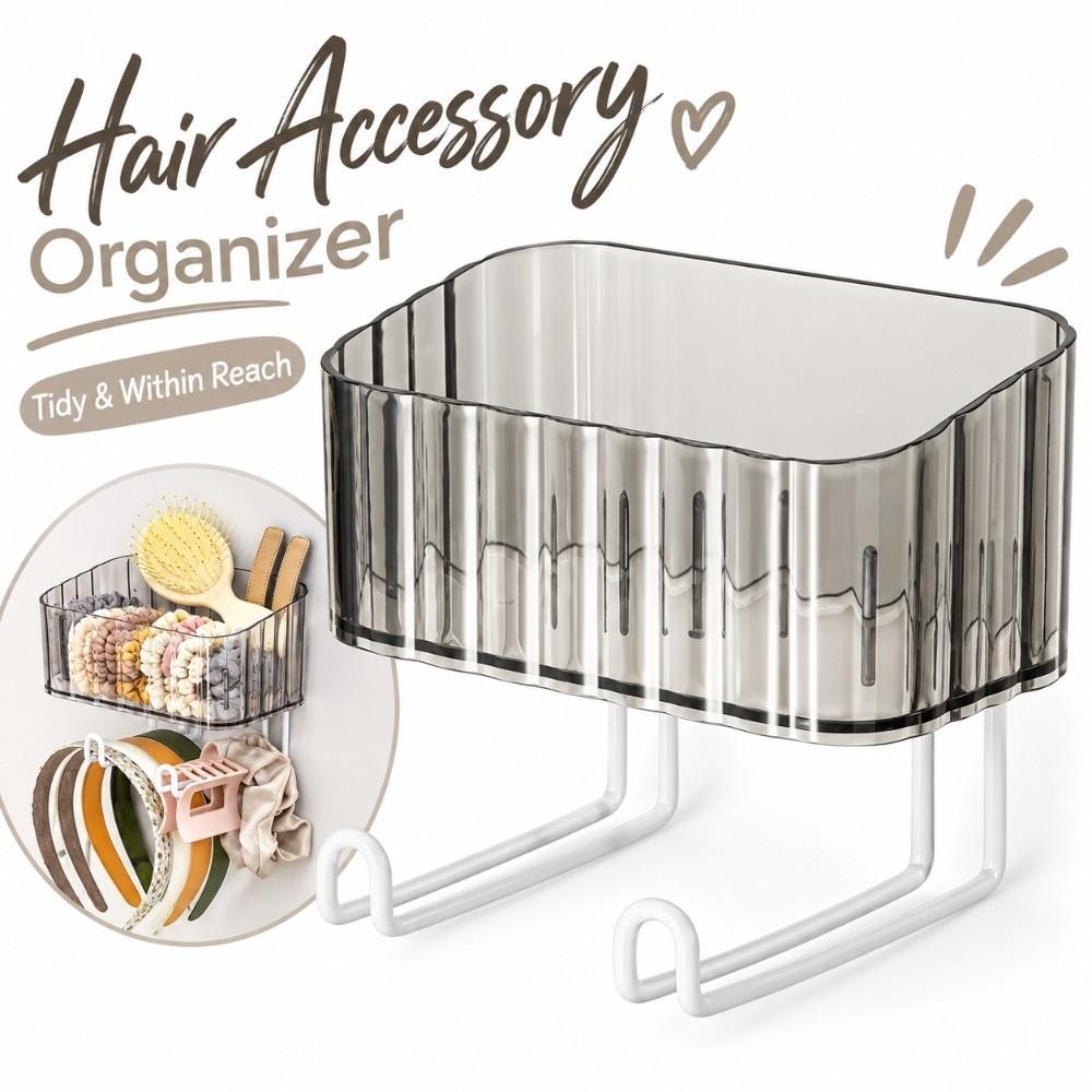 Clear Hair Accessory Caddy Wall-mounted Brackets Included Headband Organizer Punch-free Wall Makeup Storage Box'
