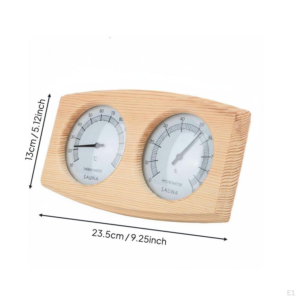 Sauna Thermometer Hygrometer TwoDial Dial Wood Gauge easily Read Humidity