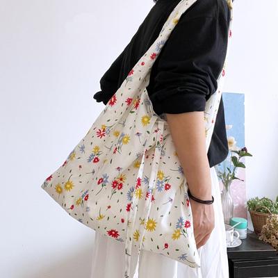 Ins Wind Fresh Literary Flower Bag Thin Cotton Cloth Bag Three-color Small Floral Shoulder Bag Canvas Bag Vest Bag