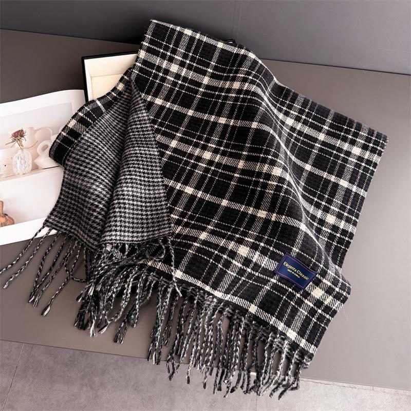 

Autumn And Winter Fresh And Gentle Retro Warm Scarf Women S Shawl Versatile Commuter Fringed Fine Sand Imitation Cashmere Scarf 200cmX53cm (with tassel)