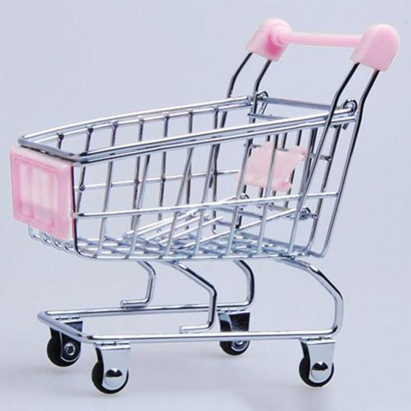 Baby-Rollenspielzeug Supermarkt-Handwagen Mini-Einkaufswagen Schreibtischdekoration Aufbewahrungsspielzeug Geschenk Puppenhausmöbel Zubehör