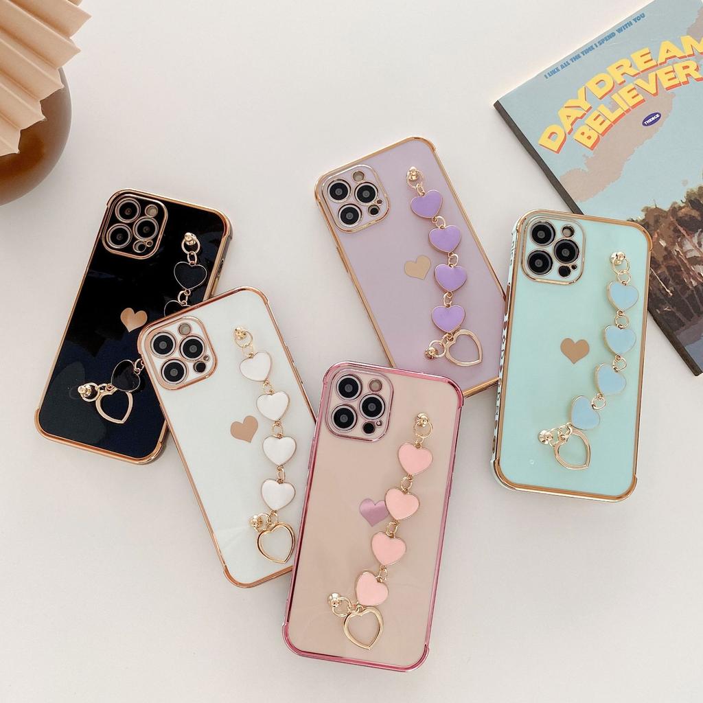 6D side electroplated love bracelet for iPhone17promax mobile phone case Apple 16 eye protection case 15