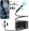 Câmera Endoscópica Industrial Fibroscópio Modelo Mais Recente Lente Dupla IP68 à Prova d'Água com Câmera de Escopo para Smartphone Microscópio USB Full HD com Cabo Rígido de 5M