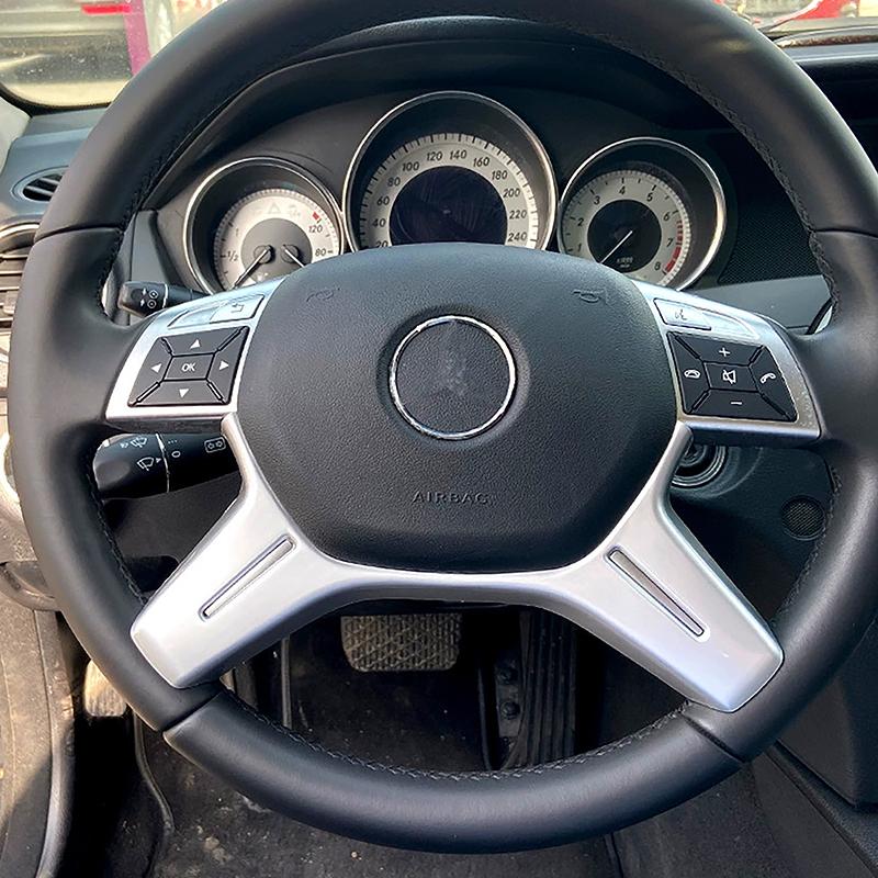 Car Steering Wheel Panel Lip Cover Decoration Trim For Mercedes Benz C E ML Class W204 2011-2013 Interior Accessories Sticker