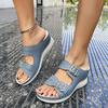 Large size wedge slippers women's summer new hollow belt buckle light outer wear casual sandals women