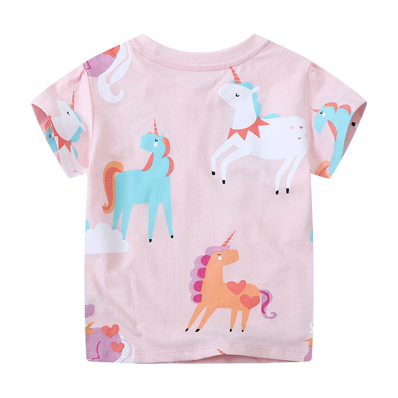 European & American Girls' Round Neck Cotton T-shirt - Summer Short Sleeve