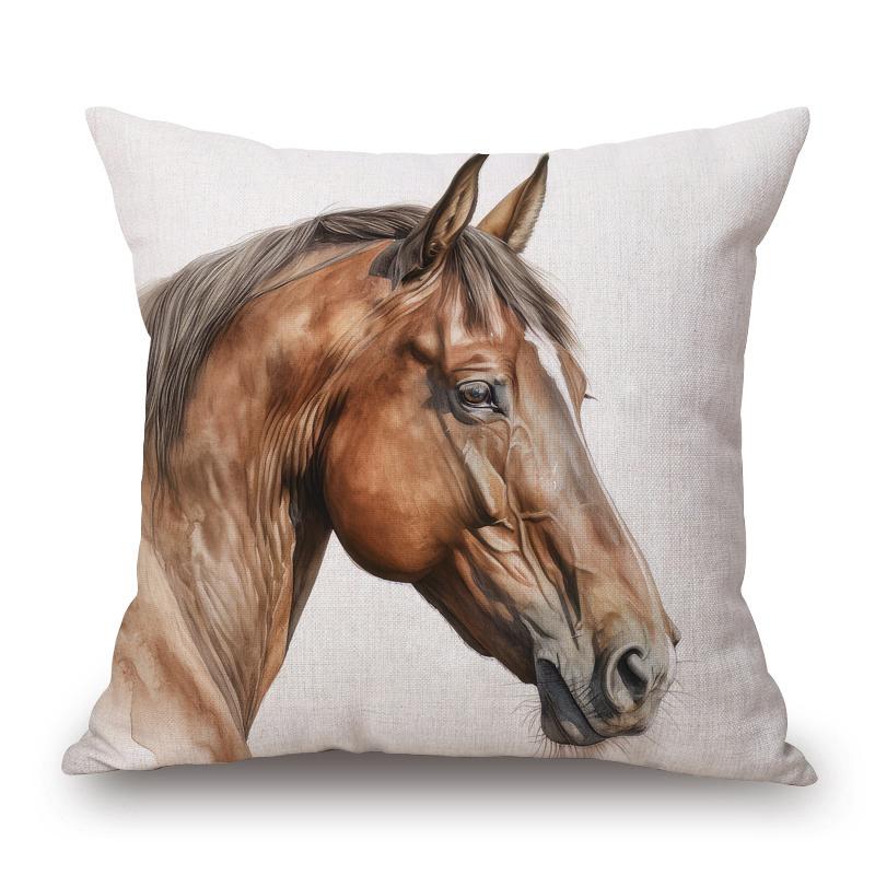 Color Painting Animals Portraits Cushion Covers Bull Raccoon Deer Horse Lemur Koala Print Pillow Case