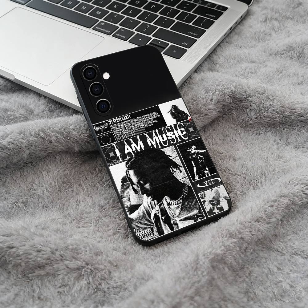 I AM MUSIC (Playboi Carti) Black Soft Silicone Phone Case for Samsung Galaxy A73, A71, A72, A70, A53, A52, A51