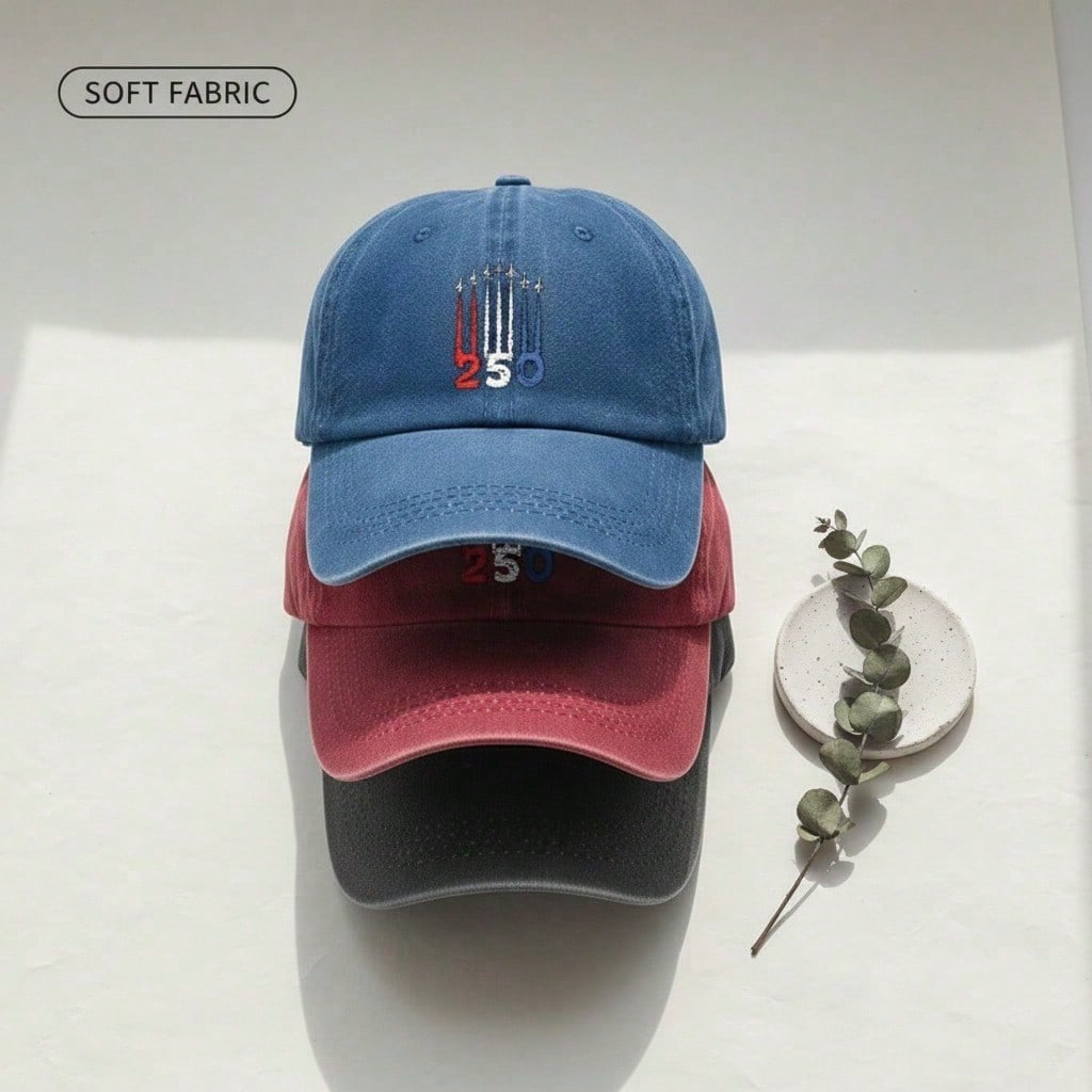 [Patriotic Baseball Cap] 250Th Anniversary Jet Formation Print Polyester Adjustable Hat Lightweight Curved Brim Casual Outdoor Sports - Dad Hat,