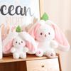 Anime Bunny Stuffed Animalreversible Carrot Strawberry Rabbit Plush Doll With Zipper Cute Soft Rabbit Toys Pillow Decoration
