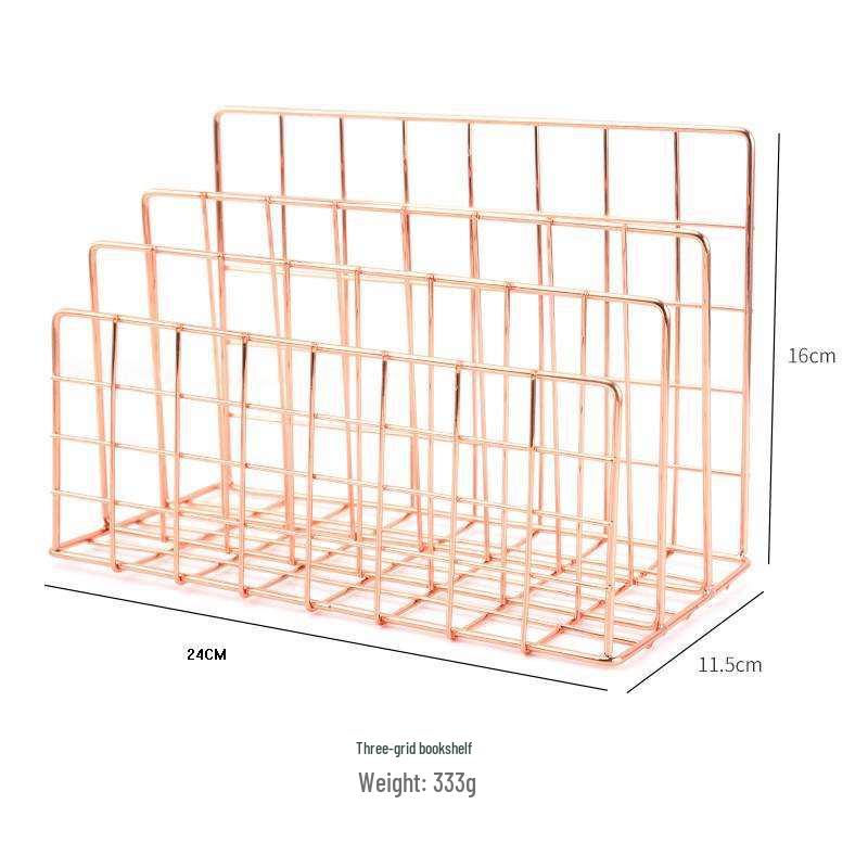 Nordic Iron Art Three-Grid Desktop Bookshelf and Magazine Rack