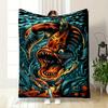 Ferocious Fish Attack Art Print Blanket - Flannel Blanket for Bedroom, Living Room, Sofa, and Nap Sofas.