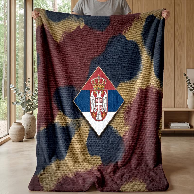 Serbien bedruckte Flanelldecke Hautfreundlich Warm Dekorativer Überwurf für Innen Couch Bett Tägliche Nutzung