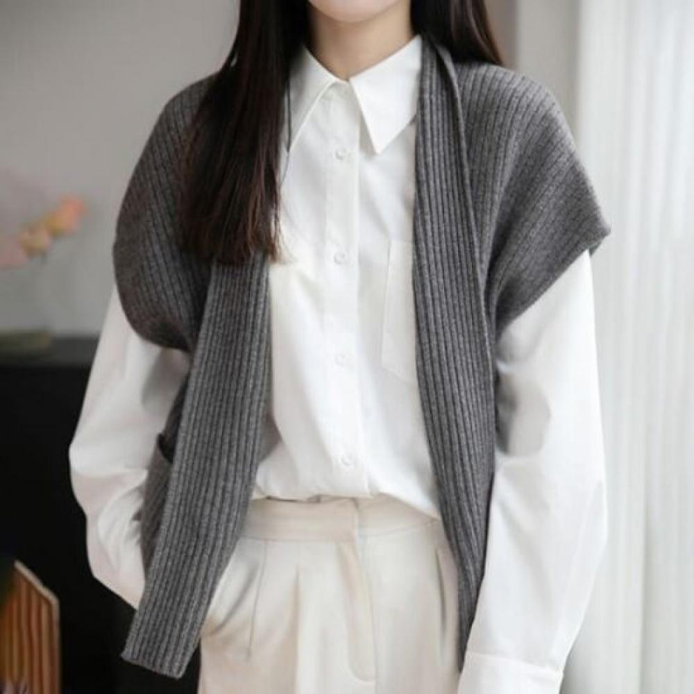 Navava Women Soft Plain Knit Vest Cardigan Nk3585