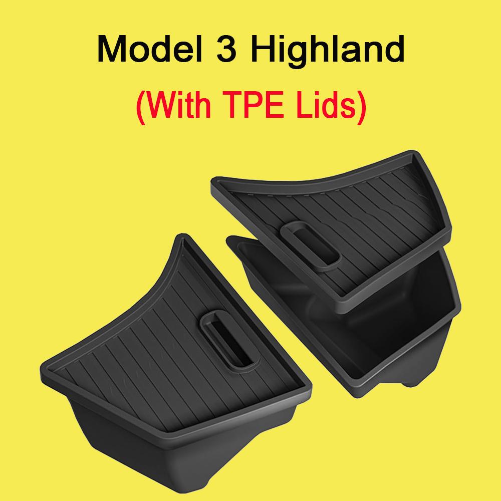 For 2025 2025 Tesla Model 3 Highland Rear Trunk Side Storage Box with Cover Tail Boot Organizer Mat Pad Decoration Accessories