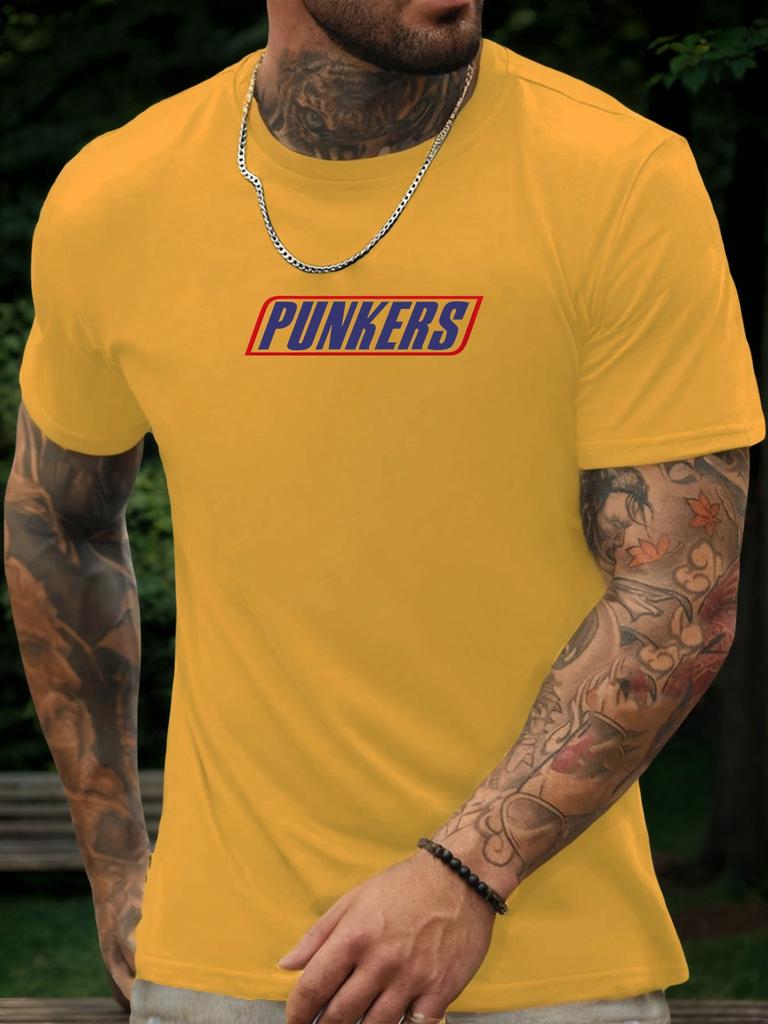 Kurzarm T-Shirt PUNKERS Herren 100% Baumwolle Musterbedrucktes Hemd Sommer Rundhals Atmungsaktiv Lässig Mode Cooles T-Shirt