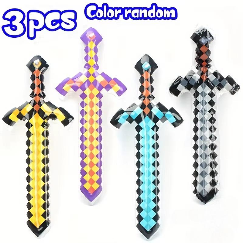 

3Pcs Random Color Inflatable Pixel Sword Toys for Kids Party Favors Cosplay Prop Birthday Gift