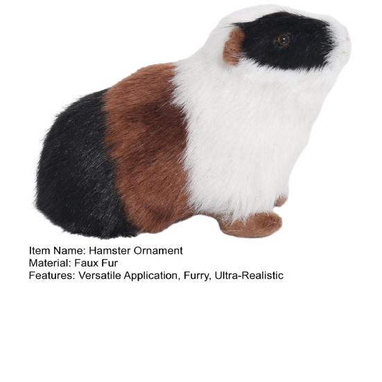 Realistic Hamster Ornament Plush Guinea Pig Model Furry Hamster Replica for Home Desk Shelf Car Interior Decor