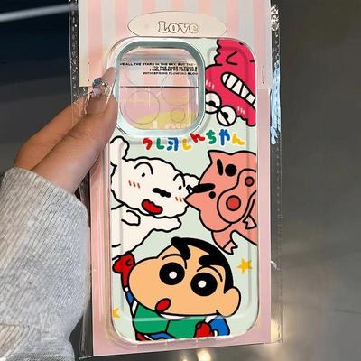 Cute Shin-chan Case for Apple 17 Pro Max, Transparent Space Design, Soft Case for iPhone 11/7/15 Pro/16/17.