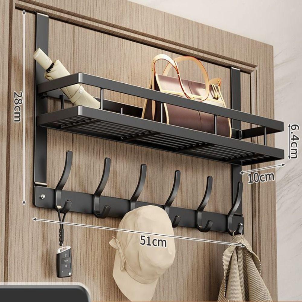 Multifunctional Over-the-Door Storage Rack Easy Installation Clothes Hanging Rack Metal Hooks  Door
