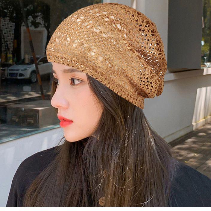 Jarný a letný čipkovaný sieťovaný klobúk Baotou Dámsky dutý priedušný tenký jednovrstvový skladací klobúk