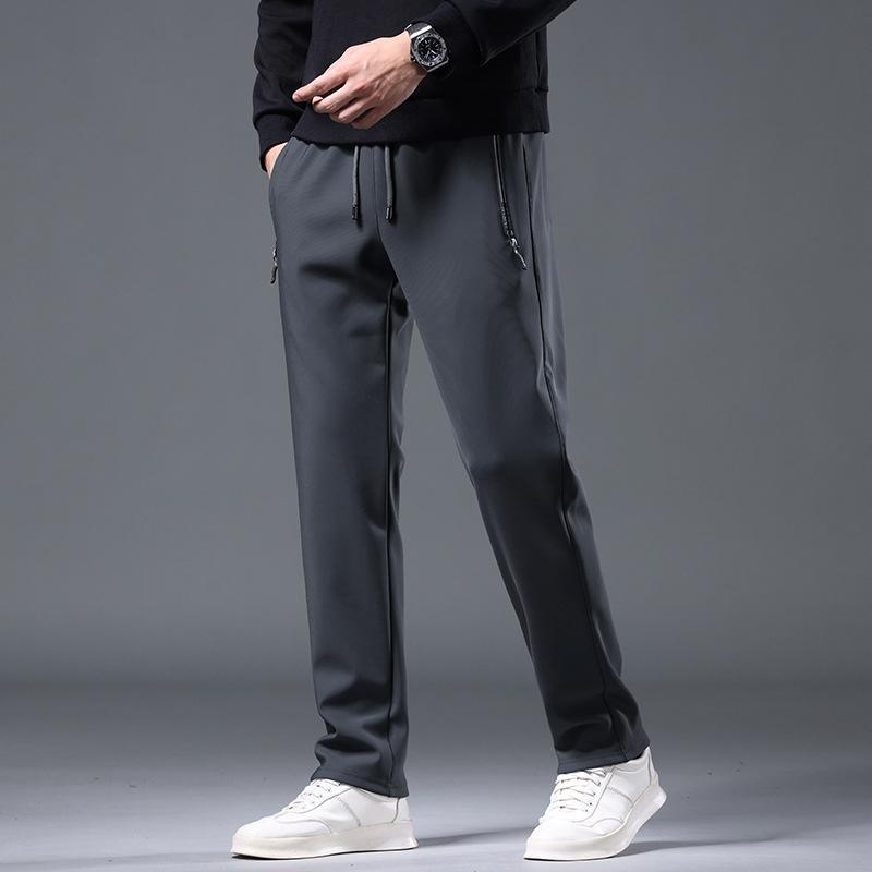 Men's Fleece Pants Casual Men's Sweatpants Loose Straight Sports Pants Autumn and Winter Warm Trousers Solid Color Versatile