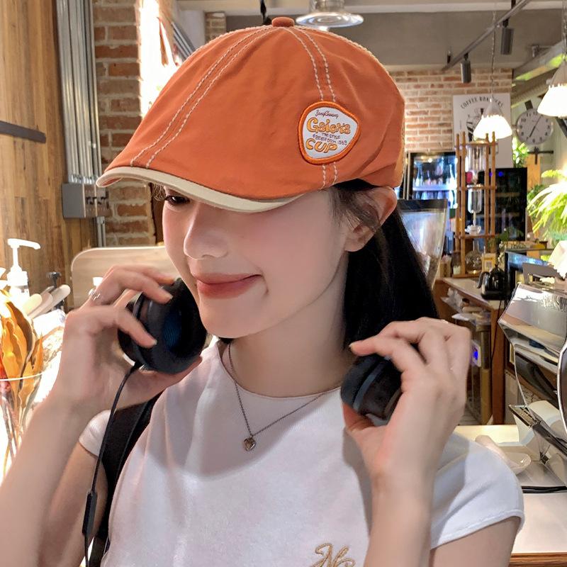 Retro Niche Forward Hat for Women In Autumn and Winter Japanese Versatile Big Head Beret Korean Style Face Showing Tabloid Boy Hat