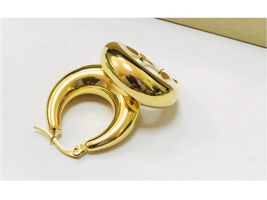 18K Gold Crescent Hoop Stainless Steel Ear Cuffs