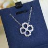 Classic Clover Full Diamond Necklace with Non Allergic Material Non Allergenic Material, 18k Thick Gold Electroplated Free Box Gift Jewelry