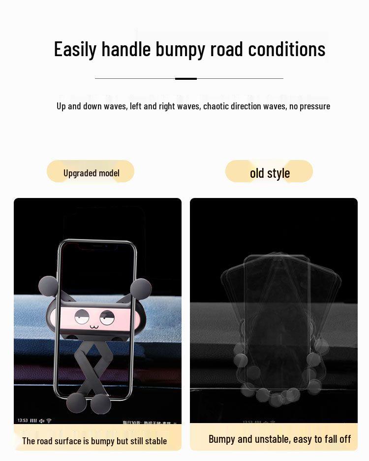 Gravity Sensing Car Phone Holder - Cute, Non-blocking, Multi-functional Cartoon Design for Vehicles