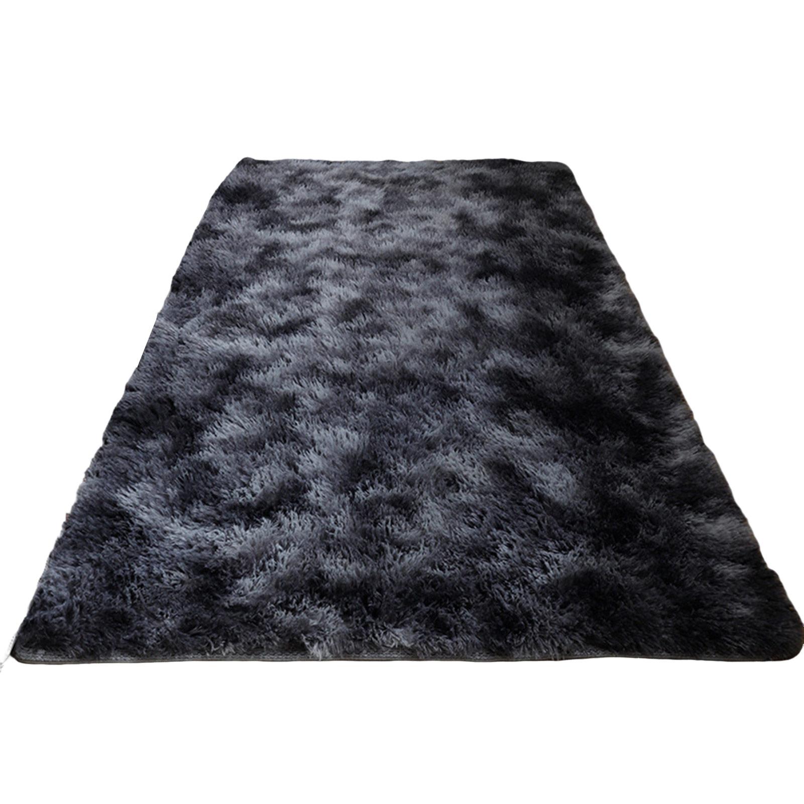 

Tie Dye Shaggy Silk Wool Area Rug 40x60cm Modern Square Plush Carpet Soft Carpet for Living Room Bedroom Decor темно-серого