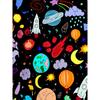 Women's Tee - Colorful Space Cartoon Pattern Graphic, Playful Galaxy Print Design for Casual Daily Wear