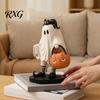 Collectibles for Friends Cute Ghost Statue, Resin Black Cat Holding Pumpkin Bucket Ornament, Statue Halloween Figurine Home Holiday Party Table Mantel