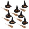 6 Set Hats Broom Set Miniature Party Hats Decor Tiny Witch Hat Nament Small Witch Hats For Festive Supplies Diy