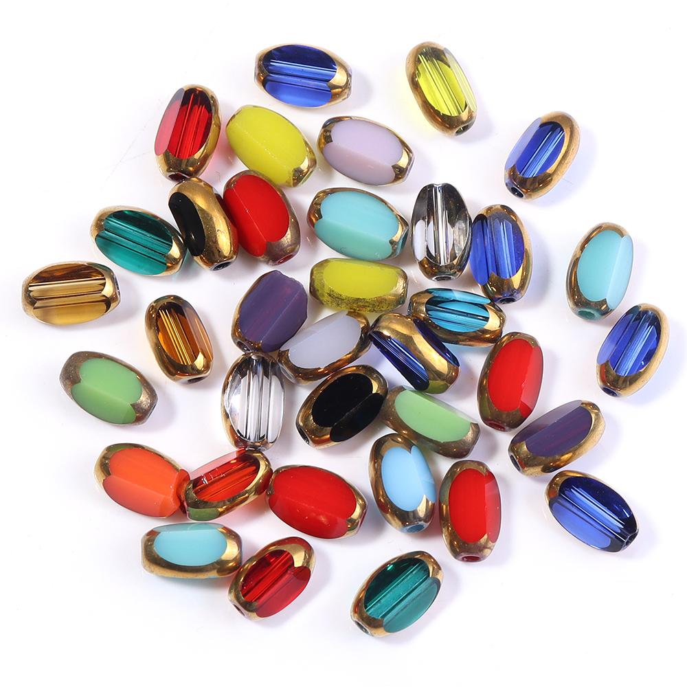 1 Strand 4x7mm Faceted Oval Crystal Beads Colorful Loose Spacer Glass Rice Beads For DIY Handmade Bracelet Necklace Accessories