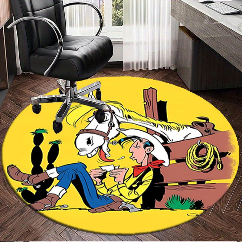 Luke Wild West Round Rug for Livingroom,Bedroom, Palyroom, Chair Rug, Area rug, Circle Carpet, Large Size Fan Christmas gift