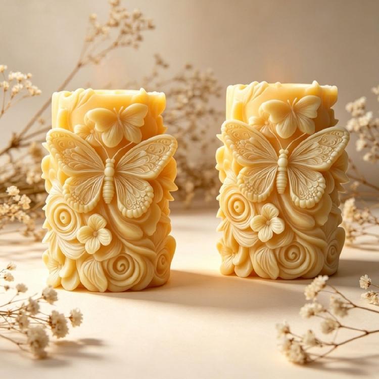 Flower Butterfly Carving Cylinder Silicone Molds For Handmade Candle Soap Chocolate Home Decoration Making Resin Casting