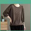 Spring Size Autumn And Plus Summer Knitted Sunscreen Shirt Tshirt Womens Literary Retro Midsleeved Woolen Top