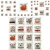 Elegant Thanksgiving Autumn Fall Maple Pumpkin Linen Pillow Cover For Home Decor