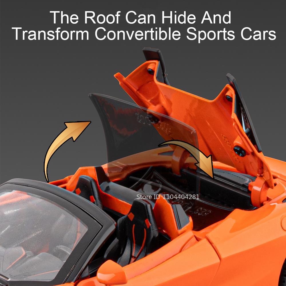 1: 32 Scale 720S Alloy Model Toys Diecast Car Doors Opened Sound Light Pull Back Miniature Vehices Desktop Collection Ornaments