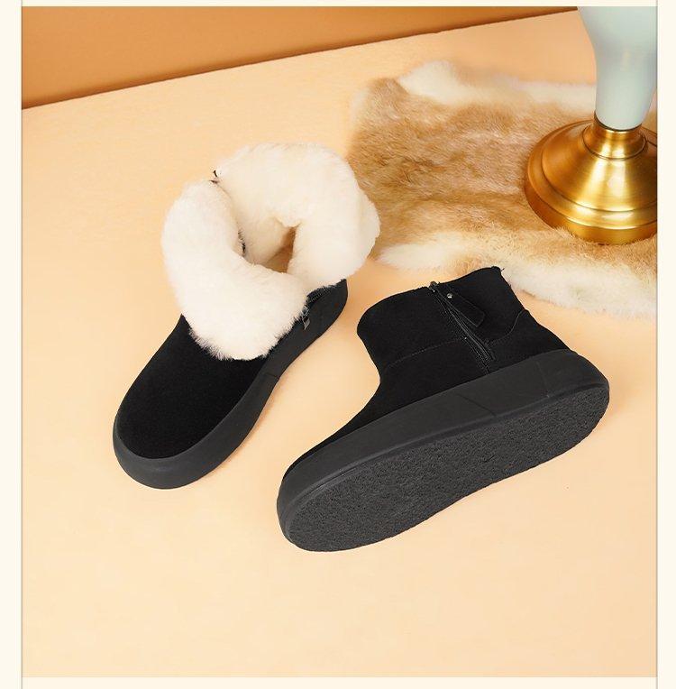 

Cotton boots Winter flat-soled cotton shoes Fleece thickened short boots Wear snow boots 35 чорний